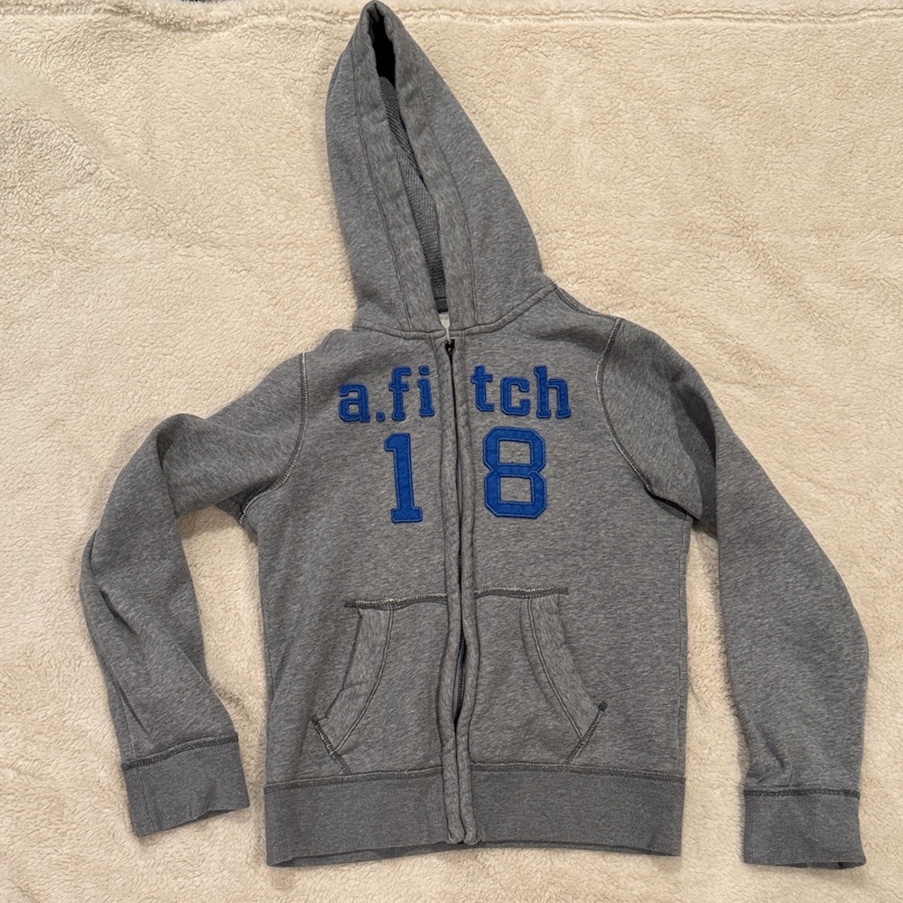 Abercrombie & Fitch Gray Hoodie with Blue Print